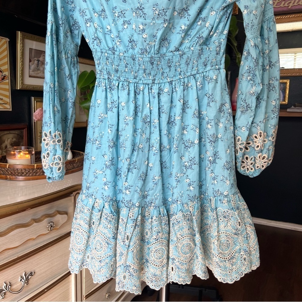 Anthropologie / A Collective Story Embroidered Balloon Sleeve Eyelet Dress XS - Picture 10 of 14